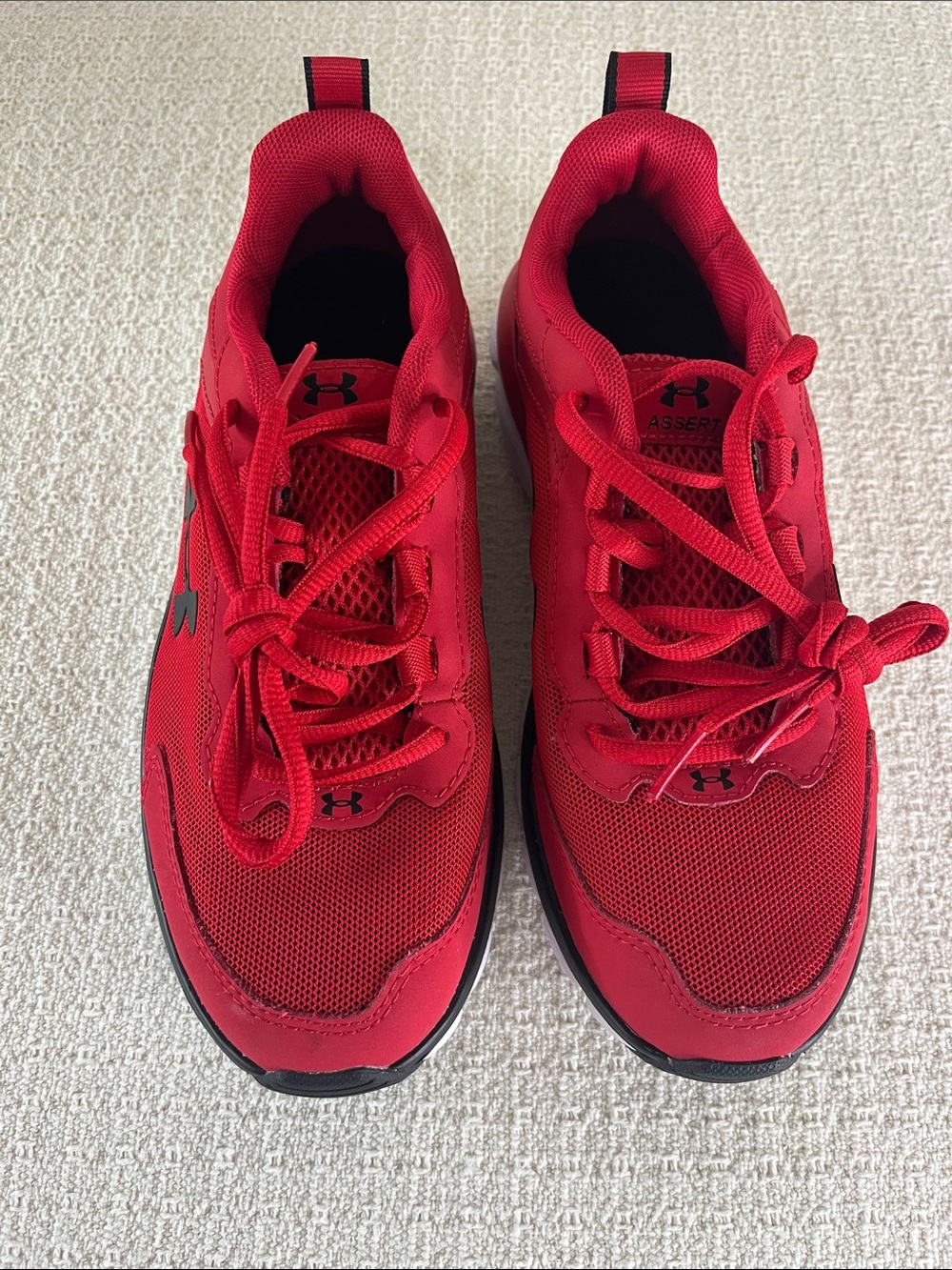 Under Armour Kids Red Mesh Athletic Sneakers, red with black trim, youth  sz 5